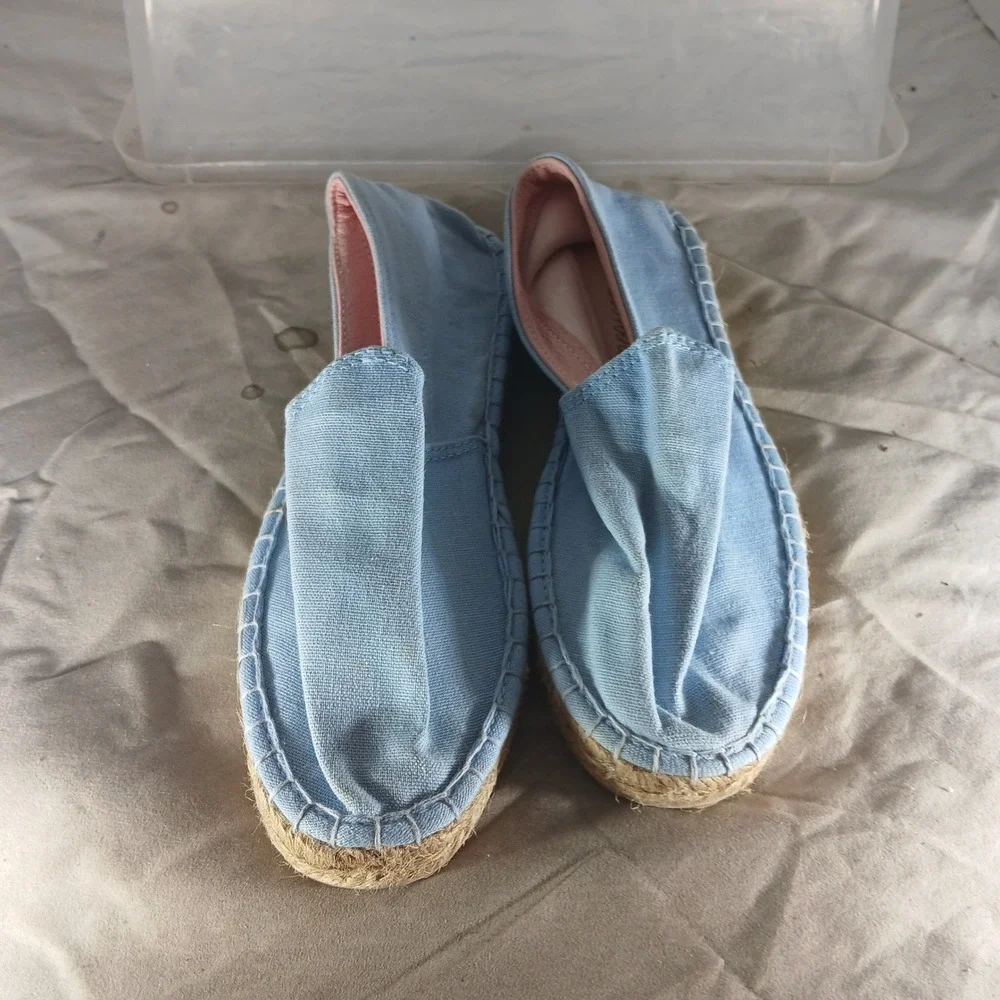 Brooks Brothers Espadrille Flats Size 5 Light Blue Canvas‎ Summer Preppy Coastal